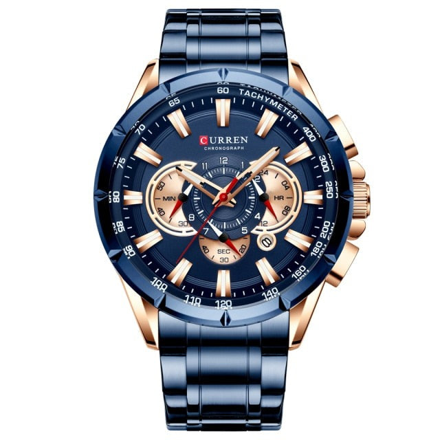 Curren Model 8363 Sport Chronograph Stainless Steel Quartz Watch available from FiveTo.co.uk