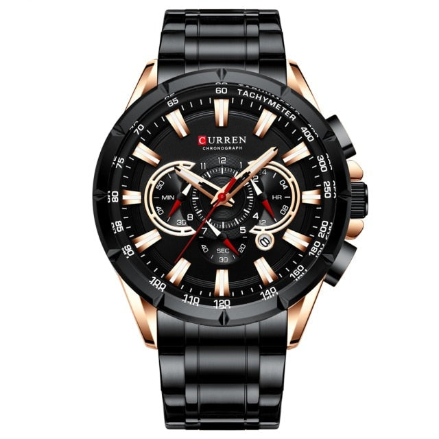 Curren Model 8363 Sport Chronograph Stainless Steel Quartz Watch available from FiveTo.co.uk