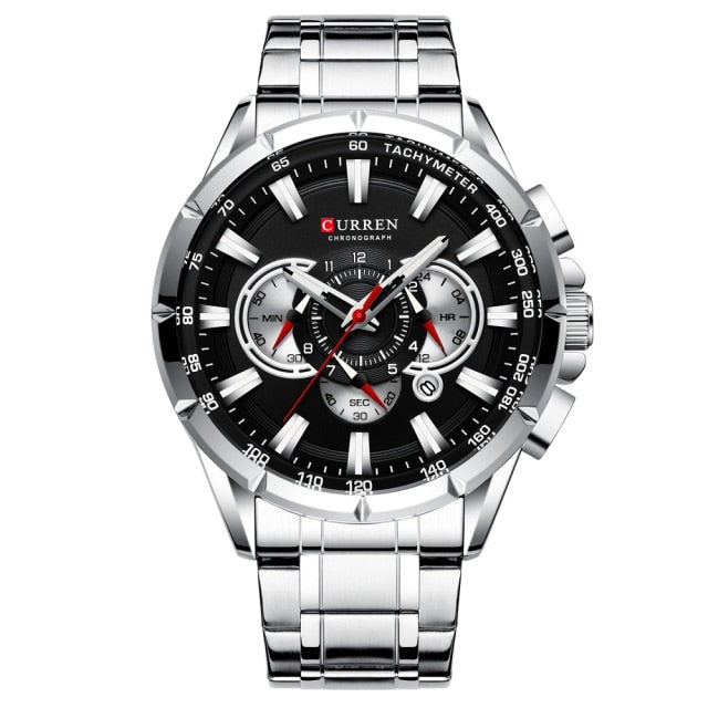 Curren Model 8363 Sport Chronograph Stainless Steel Quartz Watch available from FiveTo.co.uk