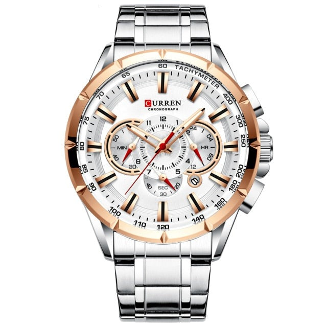 Curren Model 8363 Sport Chronograph Stainless Steel Quartz Watch available from FiveTo.co.uk