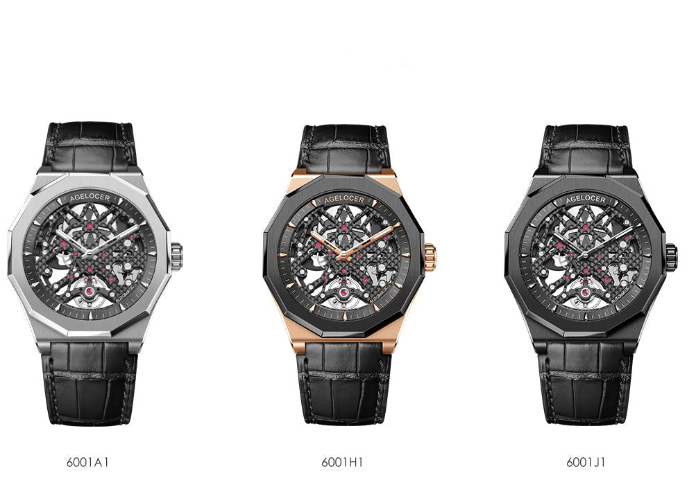 Agelocer Model 6001 Skeleton Mechanical Watch Versions from FiveTo.co.uk