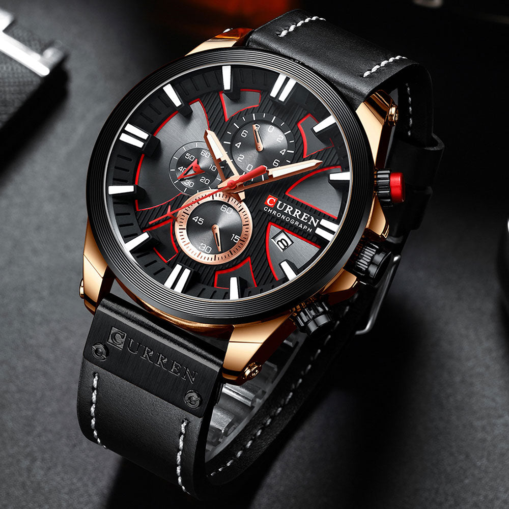 Black Curren Model 8346 Chronograph Quartz watch available from FiveTo.co.uk