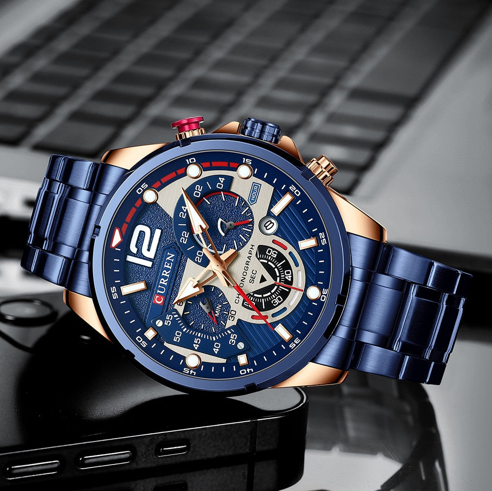 Curren Model 8395 Stainless Steel Sport Quartz Chronograph from FiveTo.co.uk