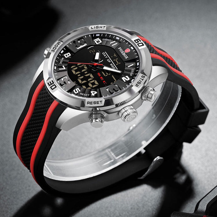 Foxbox Model 0004 Stainless Steel Quartz Stop Watch available from FiveTo.co.uk
