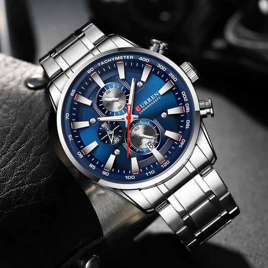 Curren Model 8351 Quartz Sport Chronograph Stainless Steel Watch available from FiveTo.co.uk