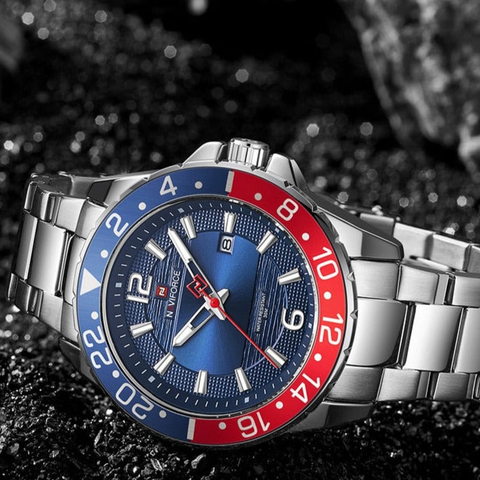 Naviforce 9192 Stainless Steel Calendar Quartz Watch fromfiveto.co.uk