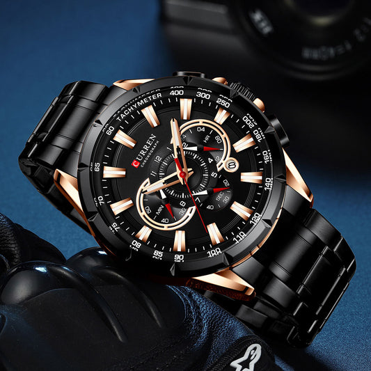 Curren Model 8363 Sport Chronograph Stainless Steel Quartz Watch available from FiveTo.co.uk
