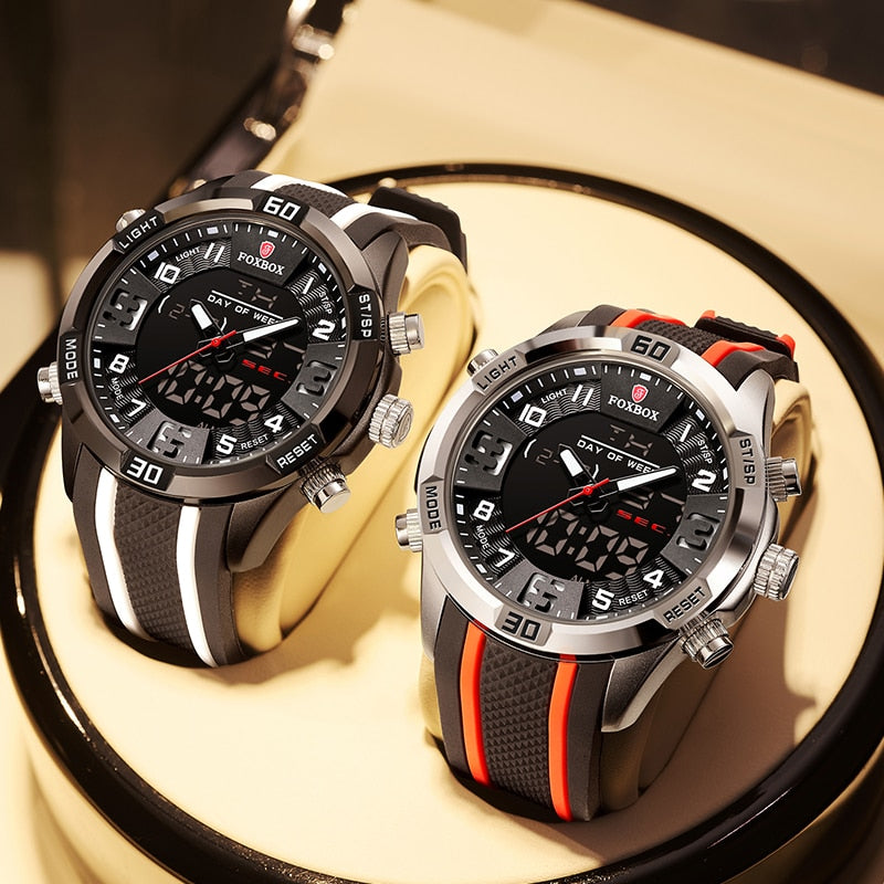 Foxbox Model 0004 Stainless Steel Quartz Stop Watch available from FiveTo.co.uk