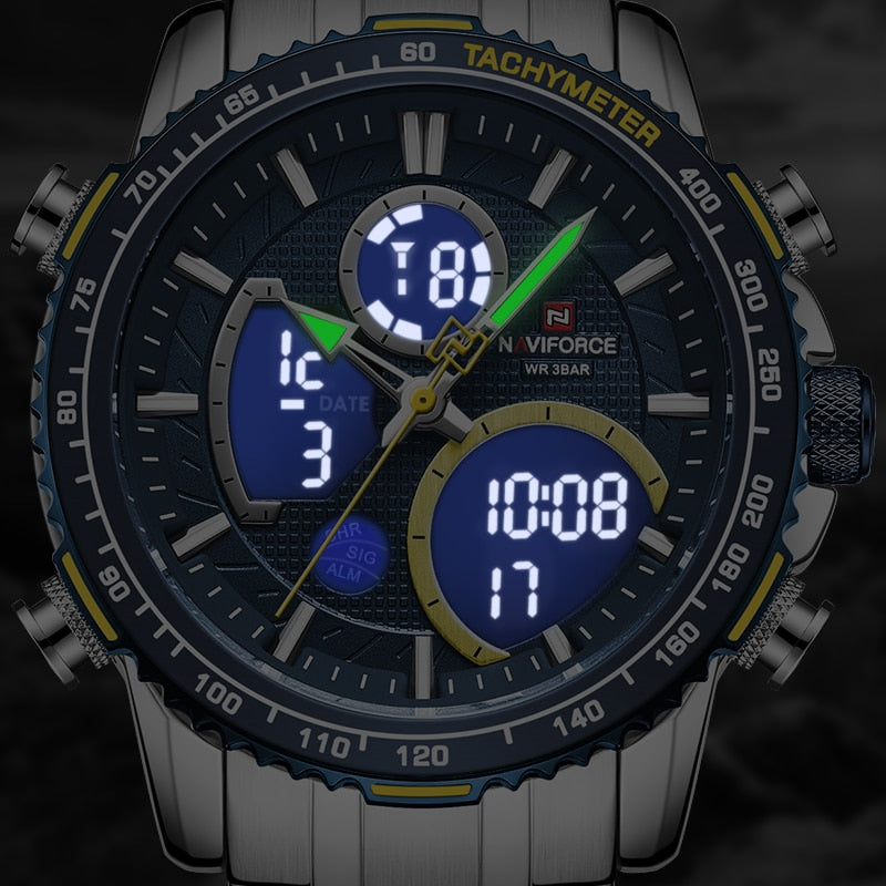 Naviforce 9182 Sport Quartz Chronograph Analogue Digital Display.