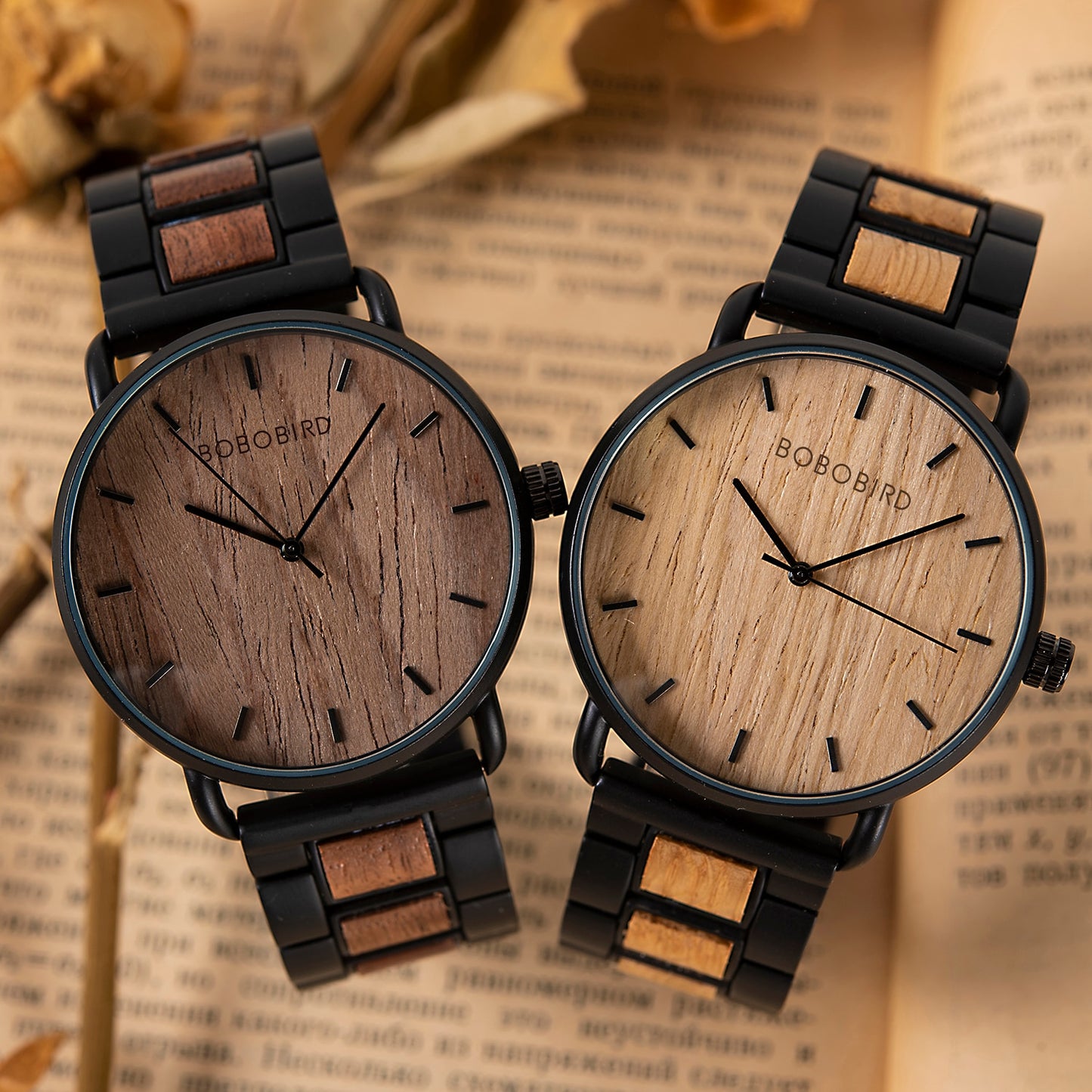 Bobo Bird GT032 Handmade Ebony Wooden Quartz Watch available from FiveTo.co.uk