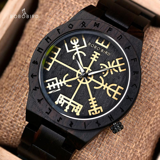Bobo Bird GT016 Retro Ebony Wooden Quartz Watch available from FiveTo.co.uk