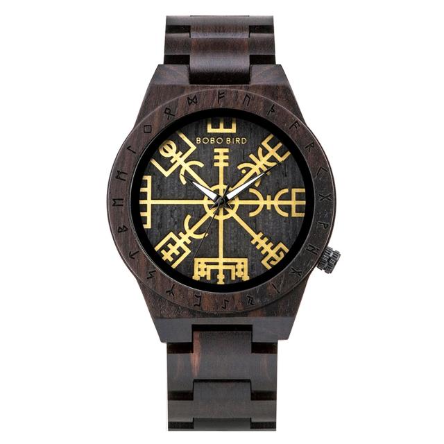 Bobo Bird GT016 Retro Ebony Wooden Quartz Watch available from FiveTo.co.uk