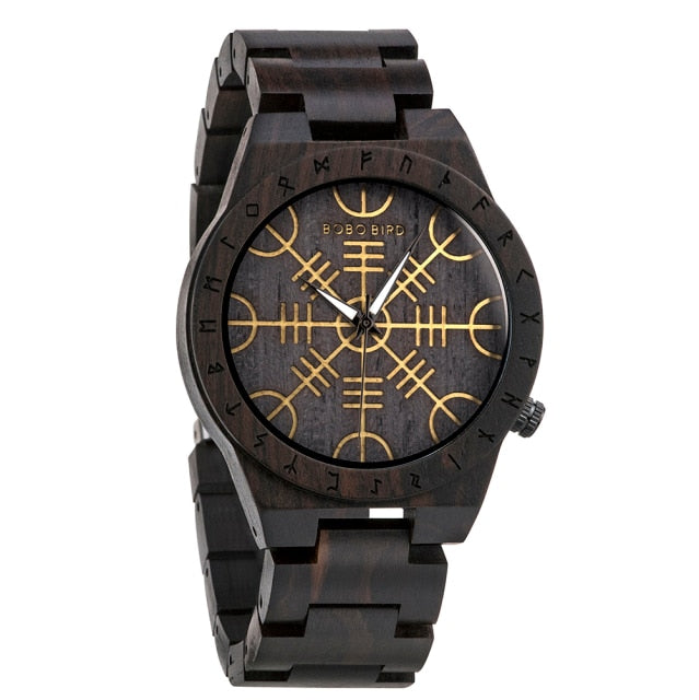 Bobo Bird GT016 Retro Ebony Wooden Quartz Watch available from FiveTo.co.uk