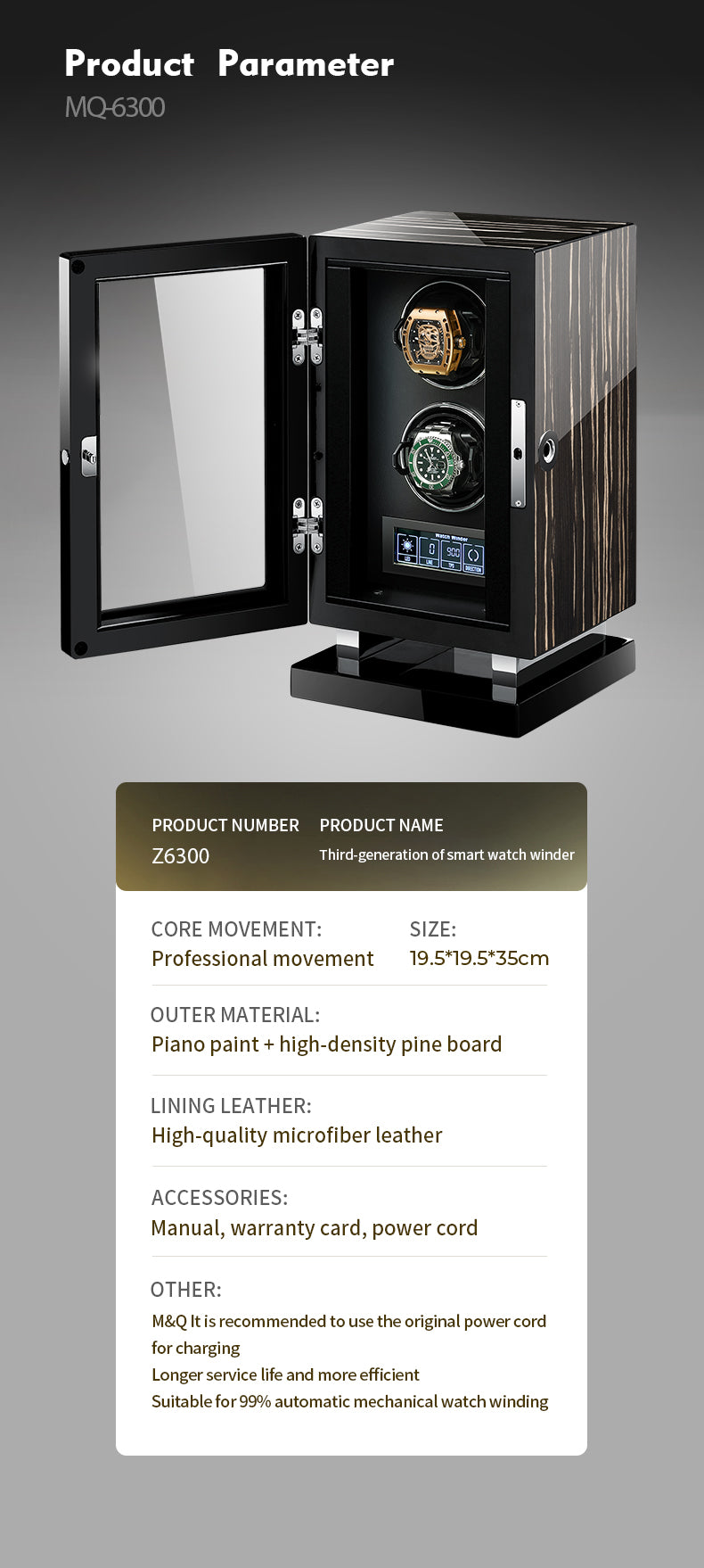 Melancy Luxury Wooden Automatic Watch Winding Cases available from FiveTo.co.uk