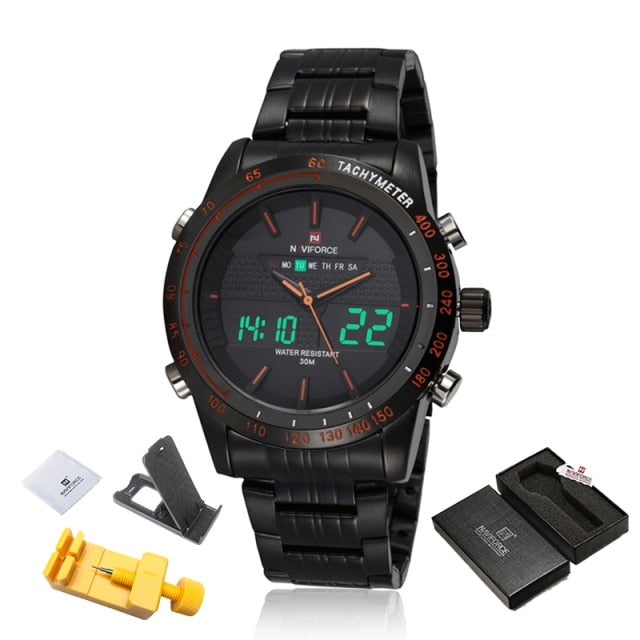 Naviforce 9024 Sport Stainless Steel Digital Analogue Quartz Watch from fiveto.co.uk