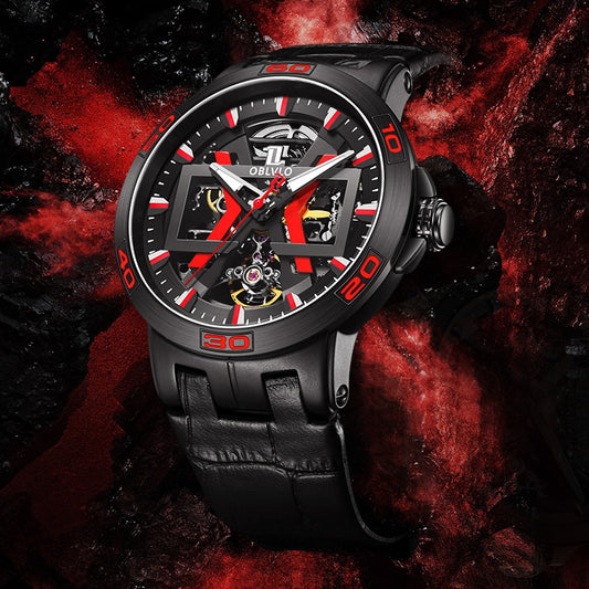 Oblvlo New UM Series Skeleton Mechanical Automatic Winding Watch available from FiveTo.co.uk