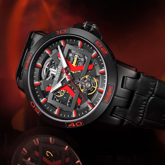 Oblvlo New UM Series Skeleton Mechanical Automatic Winding Watch available from FiveTo.co.uk