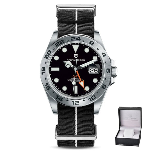 Black/Black Pagani Design Model 1682 Stainless Steel Automatic Waterproof Mechanical 42m Watch available from FiveTo.co.uk