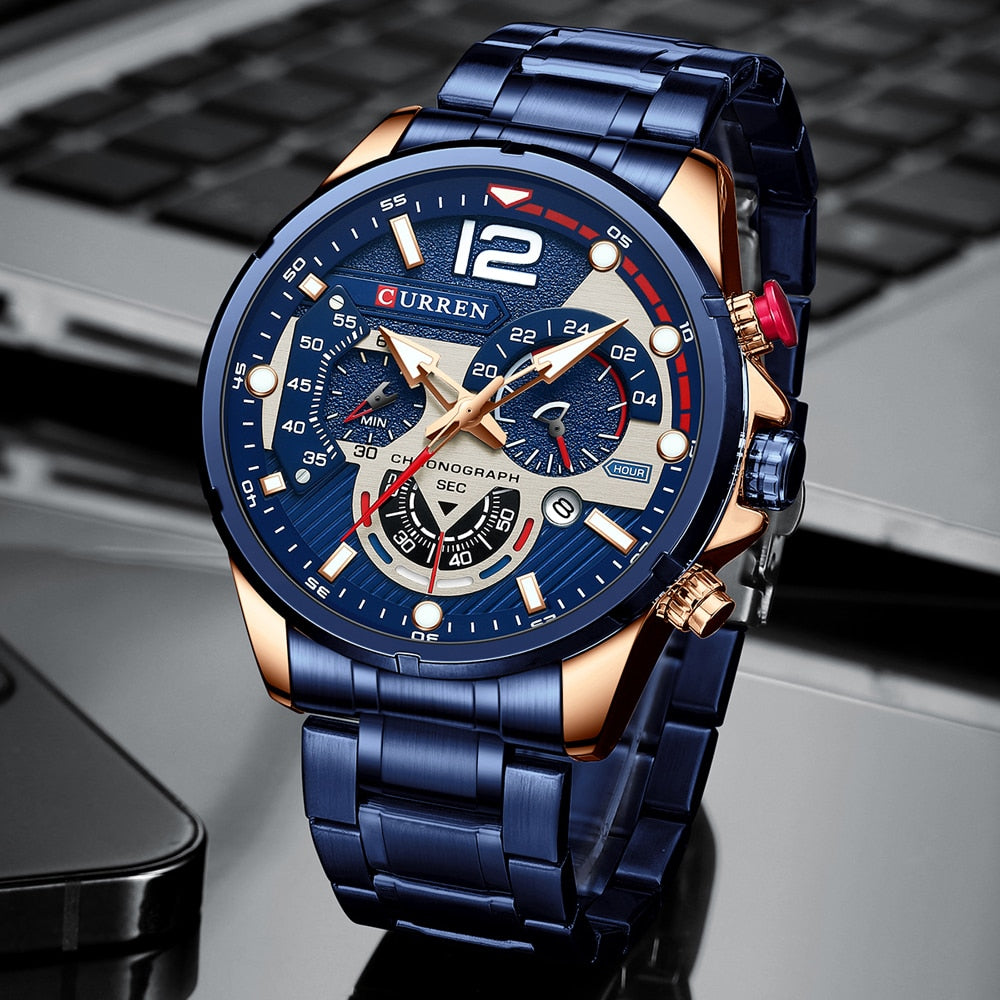 Curren Model 8395 Stainless Steel Sport Quartz Chronograph from FiveTo.co.uk