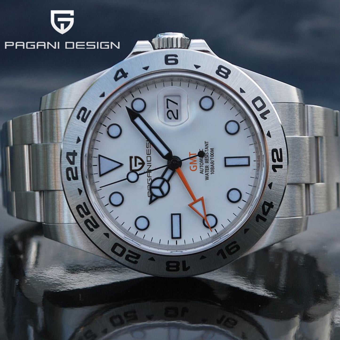 Pagani Design Model 1682 Stainless Steel Automatic Waterproof Mechanical 42m Watch available from FiveTo.co.uk