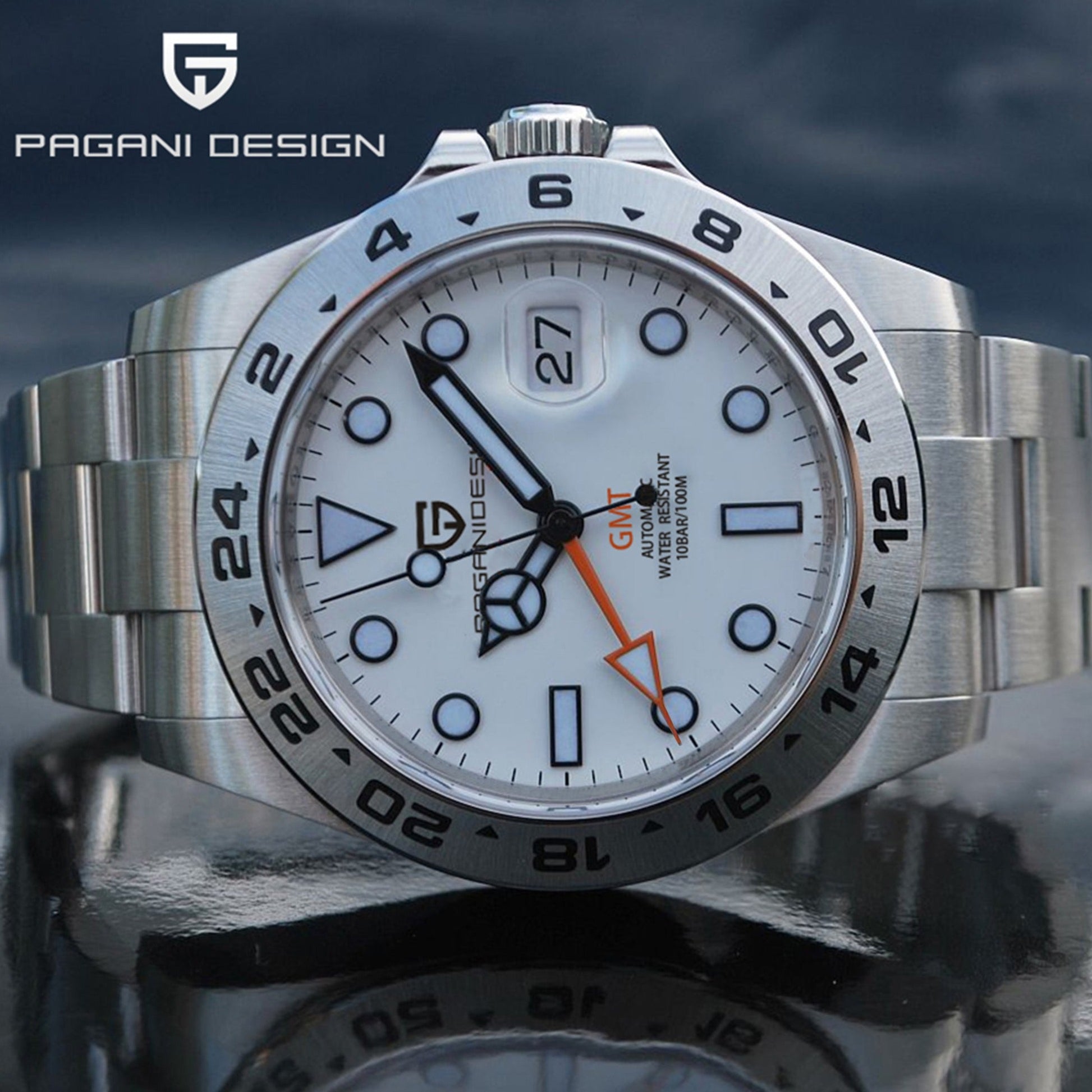 Pagani Design Model 1682 Stainless Steel Automatic Waterproof Mechanical 42m Watch available from FiveTo.co.uk