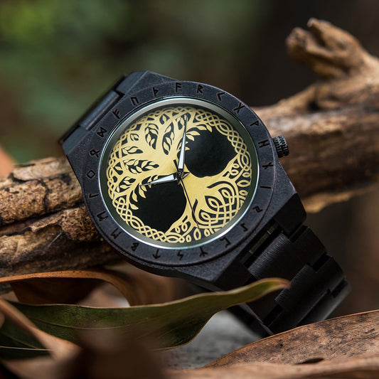 Bobo Bird GT016 Retro Ebony Wooden Quartz Watch available from FiveTo.co.uk