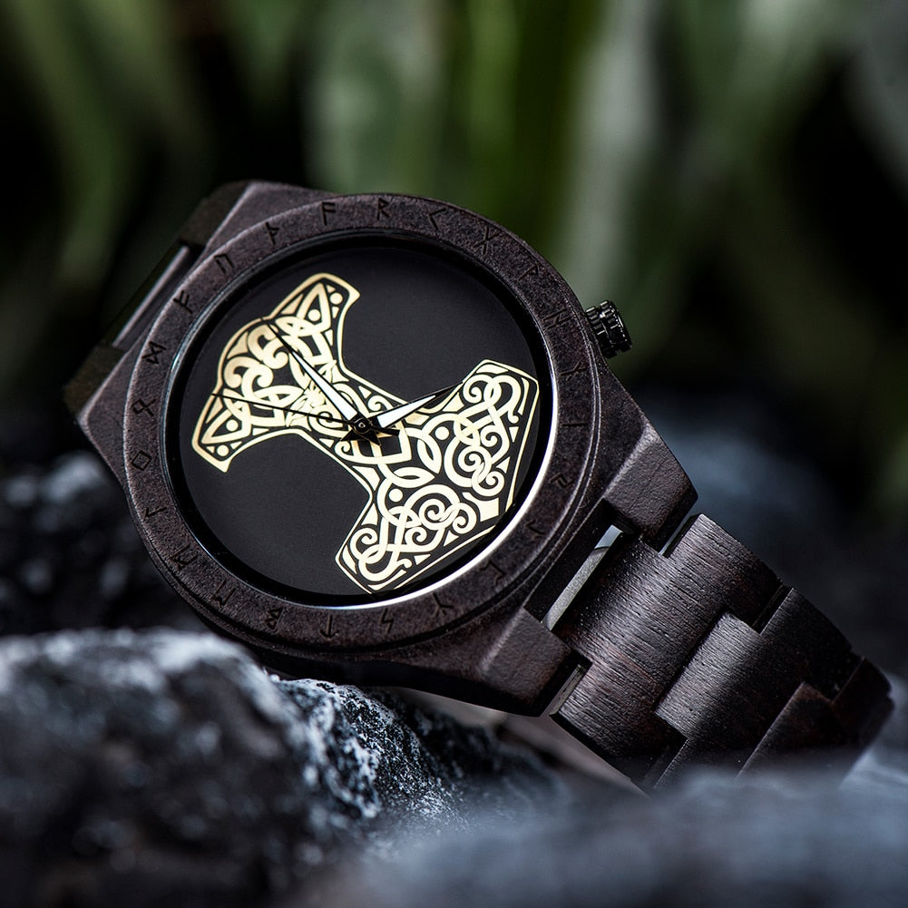 Bobo Bird GT016 Retro Ebony Wooden Quartz Watch available from FiveTo.co.uk