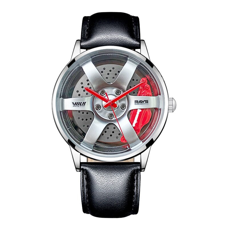 Silver Sports car alloy wheel style watch in the style of your favourite car manufacturer from Fiveto.co.uk