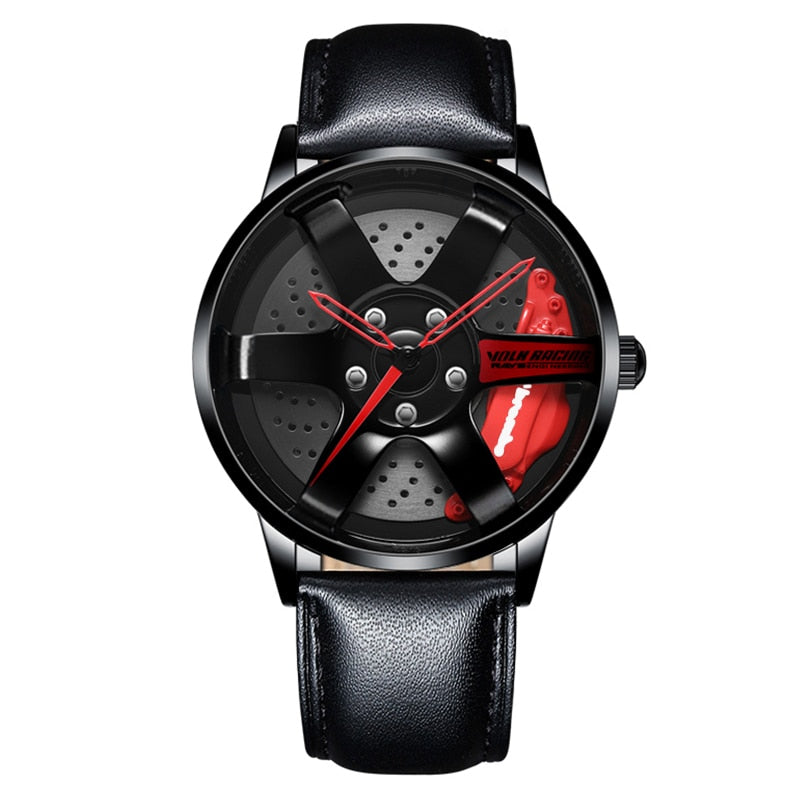 Black Sports car alloy wheel style watch in the style of your favourite car manufacturer from Fiveto.co.uk