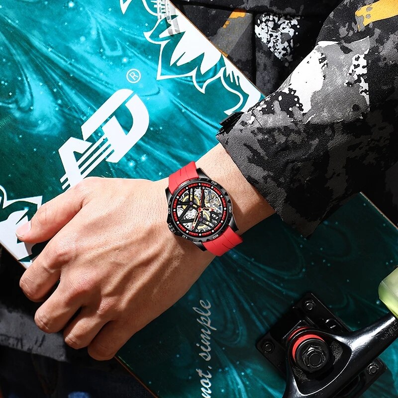 Ailang Mechanical Automatic Skeleton Watch with Silicone Strap from fiveto.co.uk