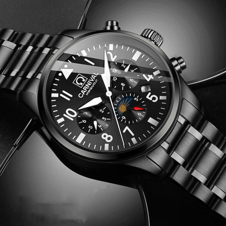 Carnival Pilot style Automatic Mechanical Stainless Steel Watch from fiveto.co.uk