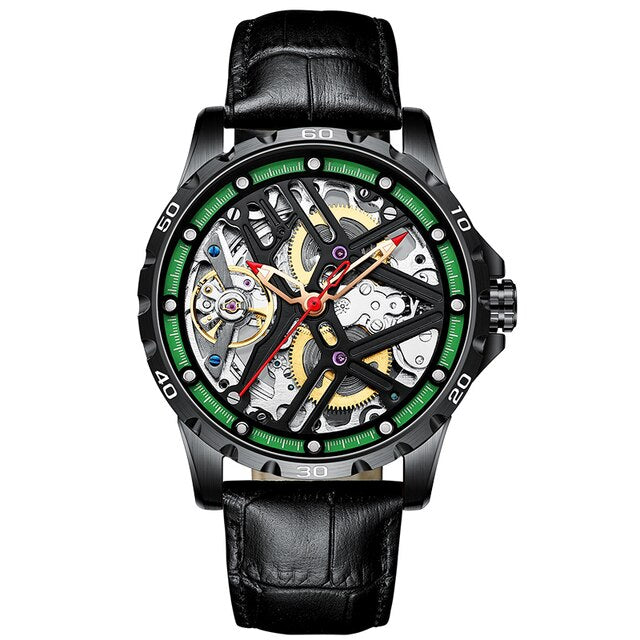 Black/Green Ailang Mechanical Automatic Skeleton Watch from fiveto.co.uk