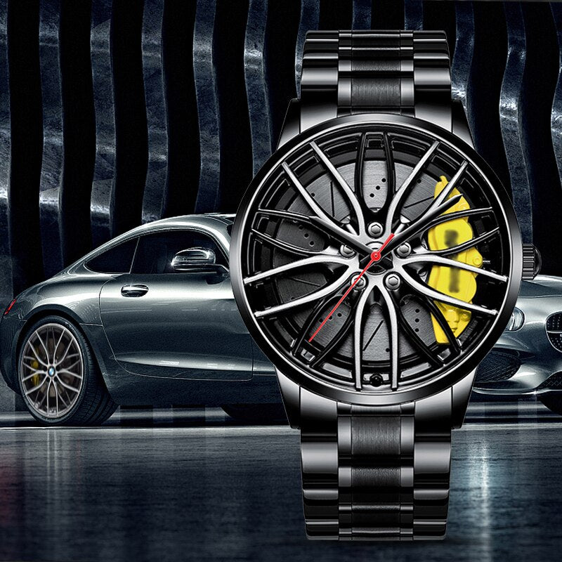 Sports car alloy wheel style watch in the style of your favourite car manufacturer from Fiveto.co.uk