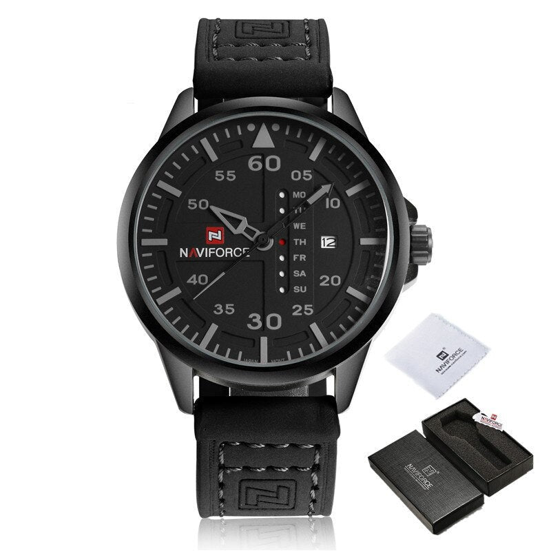 G Naviforce 9074 Altimeter style Quartz Watch with Leather Strap from fiveto.co.uk