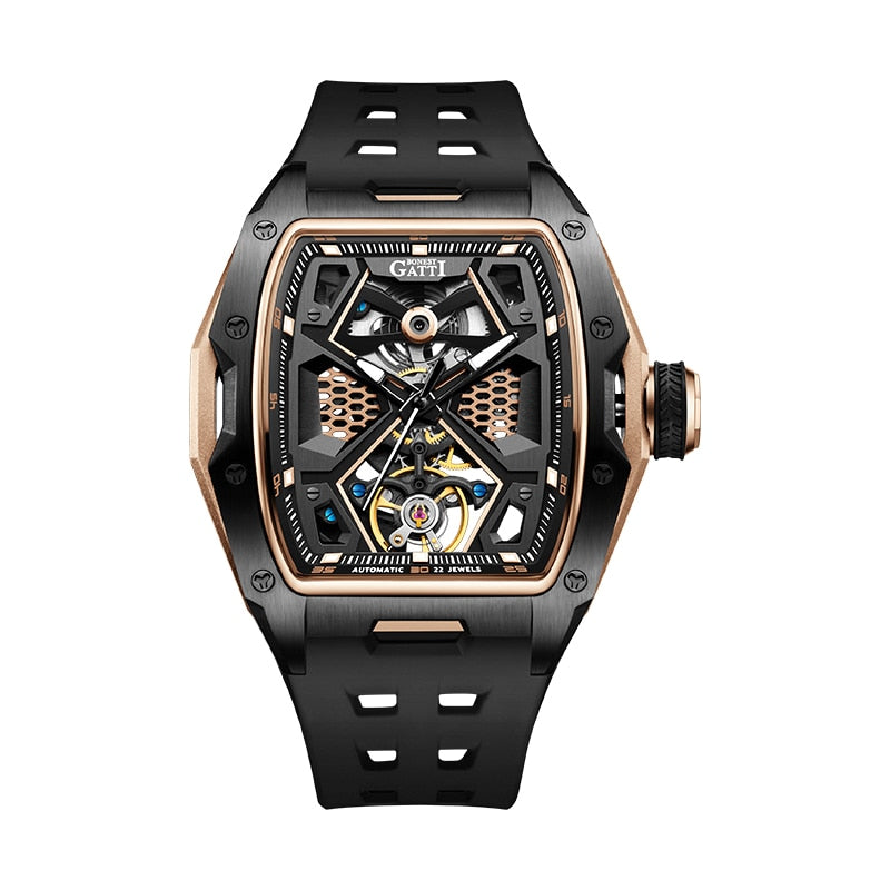 Gold/Black Bonest Gatti 5501 Mechanical Stainless Steel Automatic Watch from fiveto.co.uk