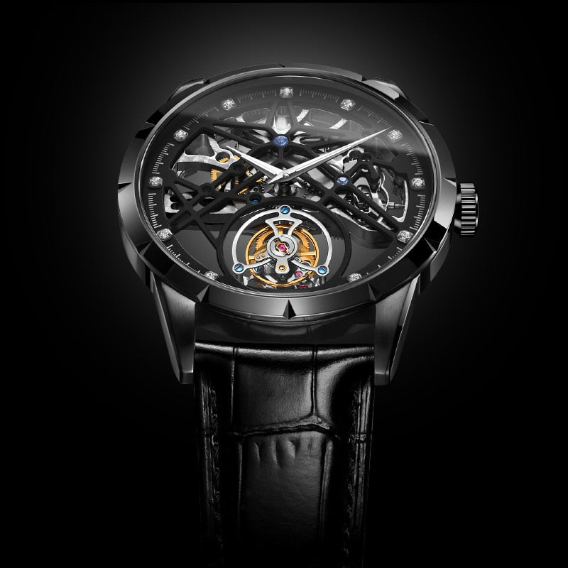 Black Aesop 7018 Skeleton Flying 'Tourbillon' Mechanical Watch from FiveTo.co.uk