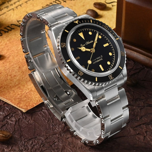 San Martin 38mm Retro Stainless Steel Automatic Mechanical Divers Watch.