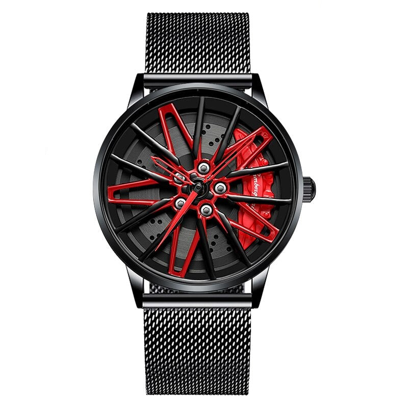 Red/Mesh Nektom Lamborghini Style Alloy Wheel Rim Quartz Watch from fiveto.co.uk