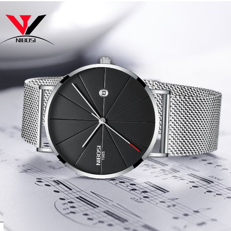 Nibosi New Ultra-Thin Quartz Stainless Steel Watch from fiveto.co.uk