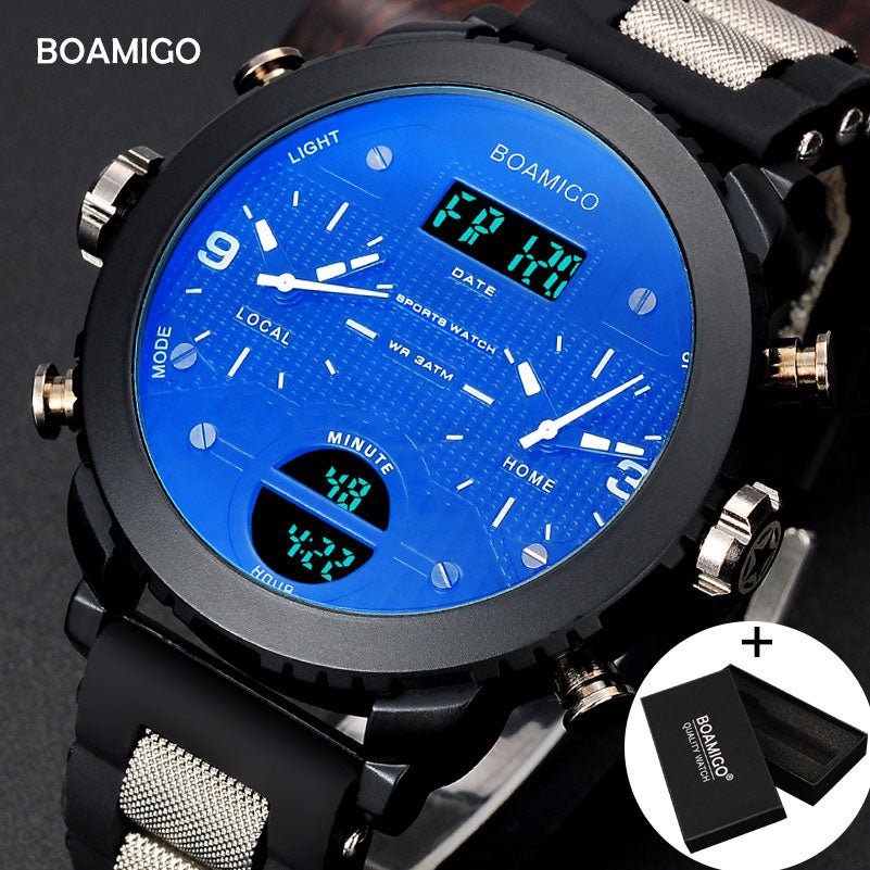 Blue Boamigo F905 3 Time Zone Quartz Watch available from FiveTo.co.uk