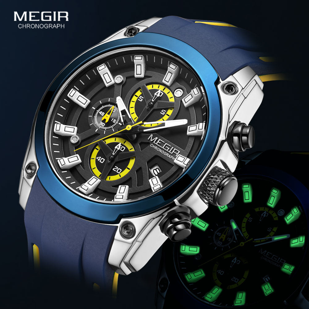 Blue Megir No.2144 GS Sport Waterproof Quartz Chronograph Watch, from fiveto.co.uk