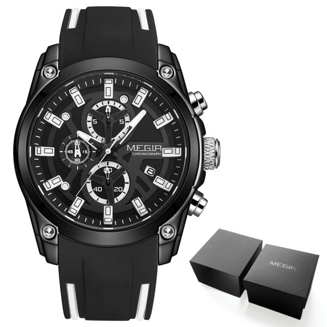 Black Megir No.2144 GS Sport Waterproof Quartz Chronograph Watch, from fiveto.co.uk