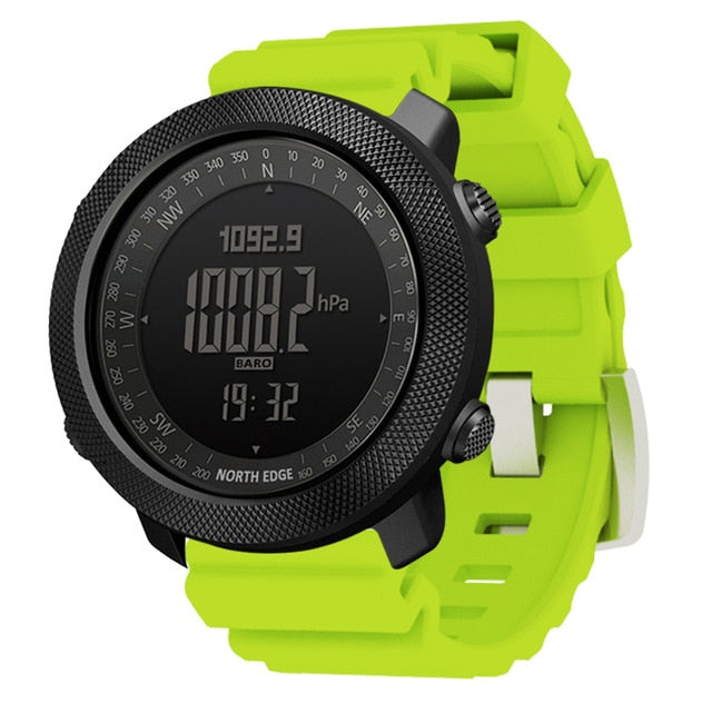 Lime North Edge Apache 3 Rugged Altimeter Barometer Compass Watch from fiveto.co.uk