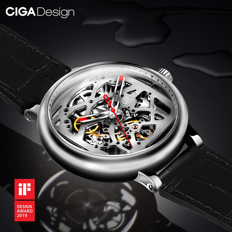 CIGA Design Automatic Winding Mechanical Skeleton style Stainless Steel Case Watch with Sapphire Crystal Glass from FiveTo.co.uk