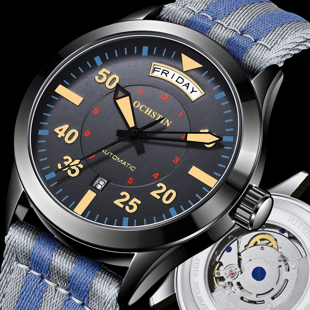 Ochstin 2028B Pilot Style Automatic Mechanical Watch available from FiveTo.co.uk