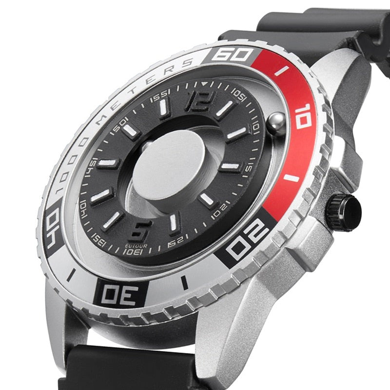 Eutour Model 25 Innovative Magnetic Ball Design Quartz Metal Watch available from FiveTo.co.uk