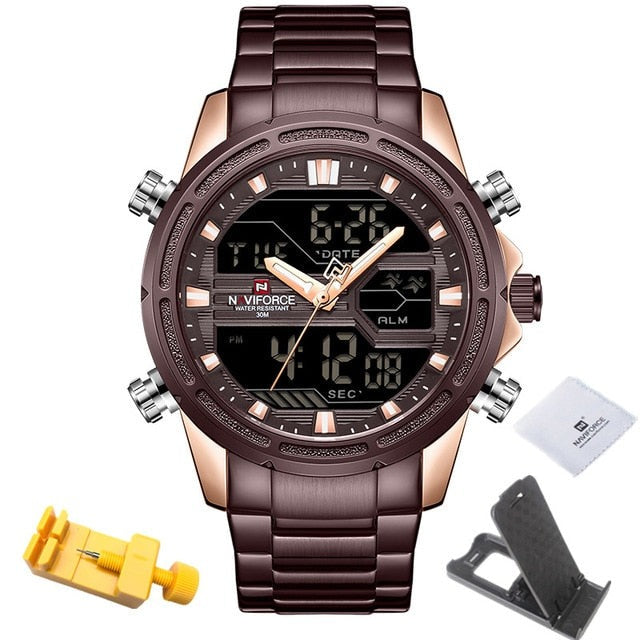 Brown Naviforce 9138 Sport Quartz Chronograph Stainless Steel watch from FiveTo.co.uk