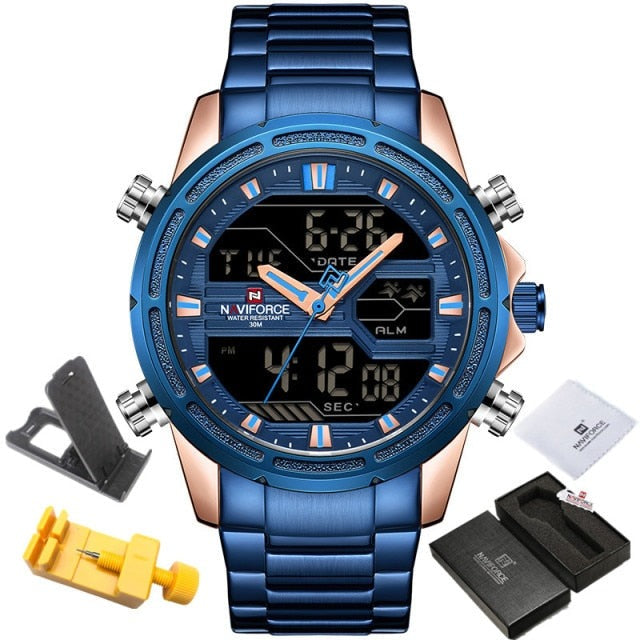 Blue Naviforce 9138 Sport Quartz Chronograph Stainless Steel watch from FiveTo.co.uk