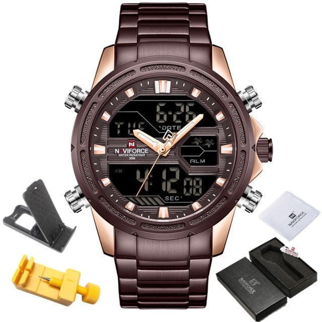 Brown Naviforce 9138 Sport Quartz Chronograph Stainless Steel watch from FiveTo.co.uk