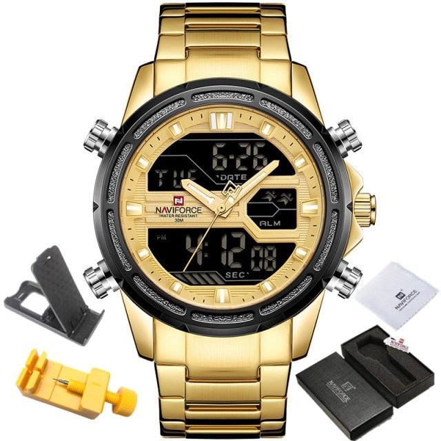 Gold Naviforce 9138 Sport Quartz Chronograph Stainless Steel watch from FiveTo.co.uk